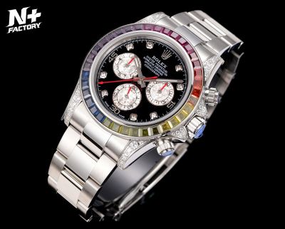 N Factory Rolex Daytona Dandong 7750 Movement 40mm Rainbow Black SS Watch